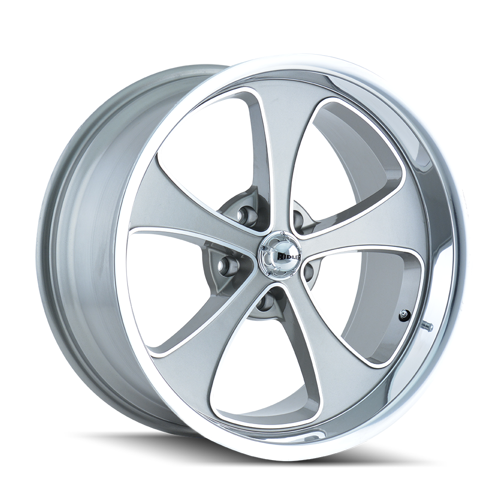 17x7 Ridler 645 Grey W/Machined Lip Wheel 5x5 (0mm) 17x7 Ridler 645 Grey W/Machined Lip Wheel 5x5 (0mm)